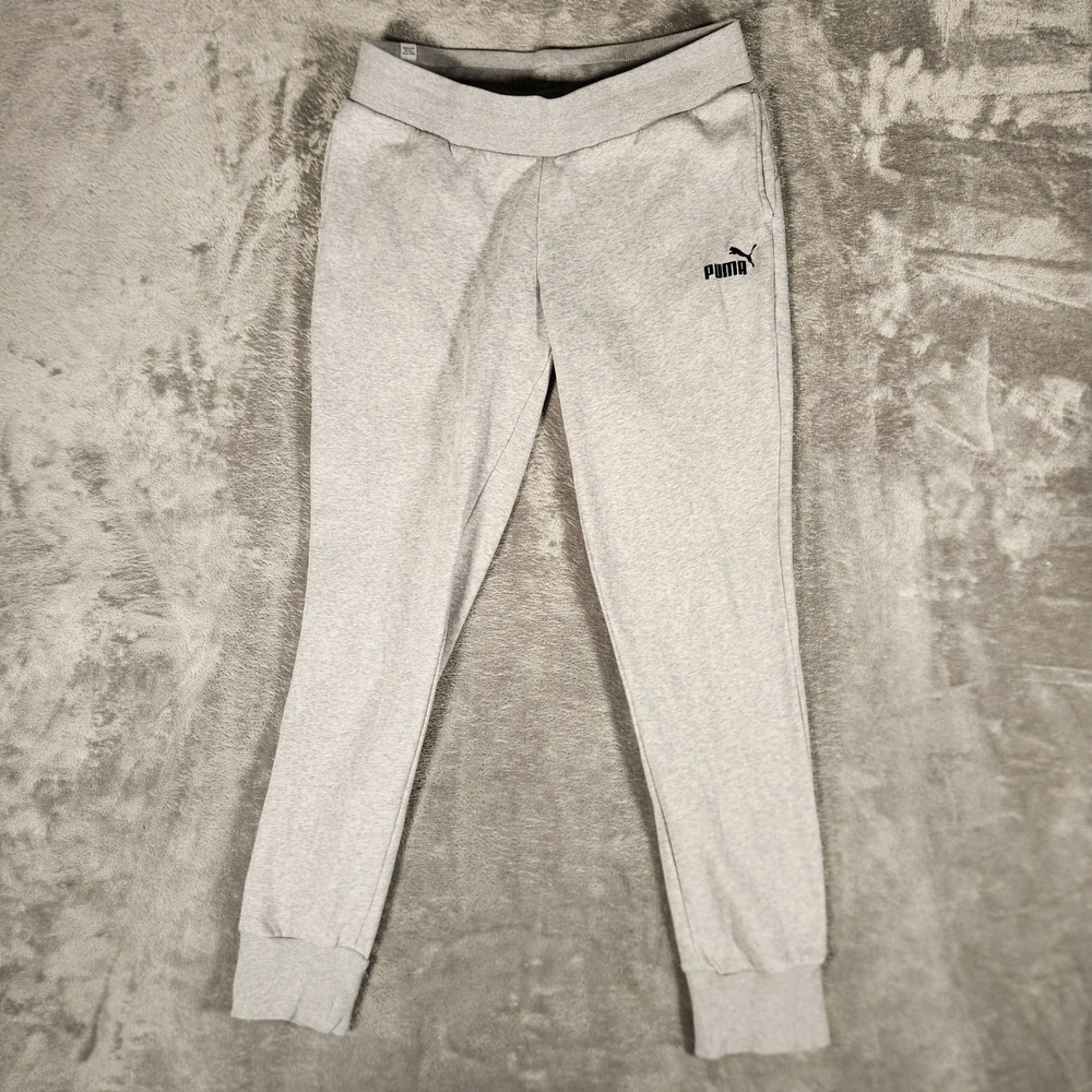 Puma Joggers Men Large Gray Excellent Tapered Fleece Sweatpants 851827-04